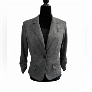 Eclipse Button Front 3/4 Sleeve Blazer Medium